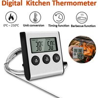 Kitchen Digital Cooking Thermometer BBQ Oven Meat Grill Timer Function Heat Meter Home Baking Household Cooking Temp Gauge Probe