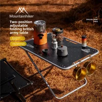 MOUNTAINHIKER Lightweight Outdoor Camping Folding Table Portable Small Aluminum Alloy British Army Style Black Silver