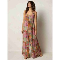 Plus Size Women's Jumpsuit, Wide Strap Square Neck Printed Casual Street Fashion Loose Wide Leg Jumpsuit