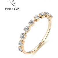 MINTYBOX 925 Sliver D Color VVS1 Moissanite 10K 14K Yellow Gold Plated Engagement Wedding Band Moissanite Diamond Ring for Women