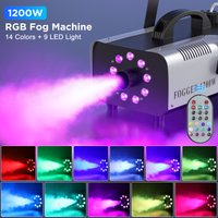 U'King 1200W Fog Machine 9 LEDs RGB Colorful Fog Ejector Stage Effect Fogger Spray for Christmas Halloween DJ Show Smoke Machine