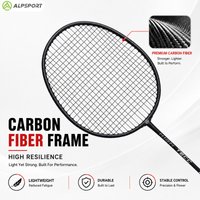 ALPSPORT RR 2Pcs Badminton Racket Set 4U G5 26LBS Carbon Fiber Strung Offensive Training With Bag And Free Shuttlecock For Teens