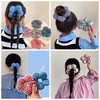Korean Cute Flower Scrunchie Headdress Women Girls Trendy Design Rubber Elastic Hair Band Vacation Children's Hair Accessorie