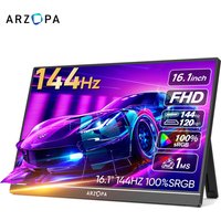 ARZOPA 16.1 inch 100% sRGB 144Hz Portable Monitor Gaming Laptop Display with Type C Mini HDMI For PS/Steam/Deck/Switch/PC/Mac