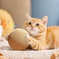 Large Sisal Cat Ball Toy, Interactive Scratching Chew Toy, Teeth Cleaning Self-Play Toy for Indoor Cats and Kittens