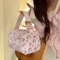 Sanrio Hello Kitty Cartoon Makeup Bag Kt Cat Portable Travel Toiletry Bag Outing Tee-Dimensional Handbag Girl Birthday Gifts