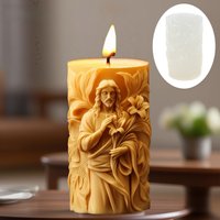 Lily Flower Jesus Relief Candle Silicone Mold Handheld Lily Flower Bouquet Jesus Relief Cylinder Resin Silicone Mold