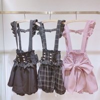 Lolita Skirts Ribbon Bow Diamond Pearl Buckle Removable Short Suspender Goth Skirts Sweet Kawaii Schoolgirl Y2k Mini Skirts
