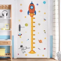 2PCS Cartoon Space Rocket Height Measurement Wall Stickers Self-adhesive Height Stickers for Kindergarten Children's Rooms
