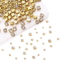 100 Stitching Rhinestones with Gold Claws 6 Sizes Gold Round Stitching Rhinestones for Sewing Crafts Jewelry Making