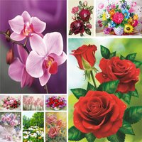 Flowers Rose Tuilp Poppy Pre-Printed Cross Stitch Full Kit Embroidery Sewing Handicraft Craft Hobby Package Room Decor Wholesale