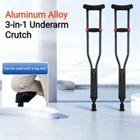 Aluminum Alloy 3-in-1 Underarm Crutch Adjustable Lightweight Stable Anti-slip Axillary Crutch Comfortable Rehabilitation Supply