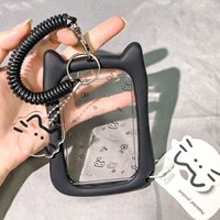 Cat Ear Photocard Holders Cute Photo Frame Student Campus Meal Card Cover Backbag Pendant Ornament Keychain ID Card Holder