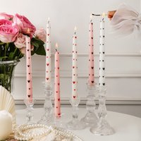 2pcs/box 9.84 in printed heart-shaped taper long candles smoke-free odorless use for wedding decoration Valentine's Day gifts