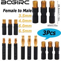3PCS BOGIRC Male Female Gold Bullet 3.5mm/4.0mm/6.0mm/6.5mm Banana Connector Adapter for Model Car Boat ESC Motor Accessories