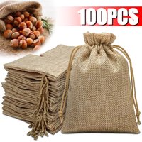 10/50/100PCS Drawstring Burlap Bag Jute Gift Storage Bag DIY Wedding Favor Gift For Packaging Candy Chocolate Jewery