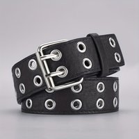 Ceinture femme mode Double rangée aiguille boucle ceinture homme associé à des jeans ceinture en cuir PU rue Rock Punk Y2K Style ceinture pas cher