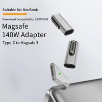 Type-C Female to Magsafe 3 Converter Laptop Indicator Light USB-C Magnetic Adapter Zinc Alloy Connector 140W for MacBook Air/Pro