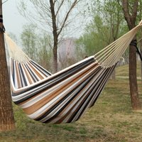 Canvas Single Hammock Outdoor Garden Camping Hammock Camping Indoor Children's Swing Thick Striped Multifunctional Hammock