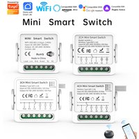 Tuya WiFi Smart Switch 1/2/3/ 4-Way Mini Smart Light Breaker Compatible with Smart Life Alexa Google Home voice control
