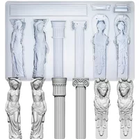 Baroque Relief Embossed Art Silicone Mold Air Dry Clay Plaster, Decorative Column and Sculpture Statue Epoxy Resin Molds