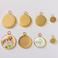 20pcs Stainless Steel Round Blank Bezel Pendant Tray Base Cabochon Settings for Charms Necklace Jewelry Making DIY Findings