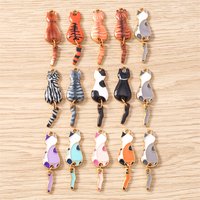10pcs 10x35mm Cartoon Animal Charms Enamel Cat Charms Pendants for Making Necklaces Earrings Bracelets DIY Crafts Jewelry Supply