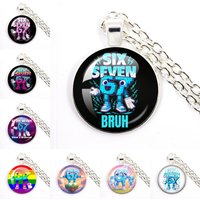 STEAL A BRAINROT Blue 67 Funny Meme Glass Cabochon Pendant Necklace Charm Jewelry Accessories Fans Decoration Gifts Jewelry