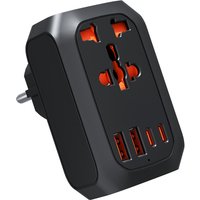 JINGMIN International Travel Adapter with 2 USB 2 Type C Ports All-in-One Travel Charger Power EU/UK Plug for Travel Wall Plug