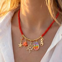 Cute Summer Colorful Conch Shell and Sun Bead Necklace: Unique Fashionable Women's Jewelry for the Beach NEW