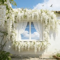 50 Pieces of Artificial Wisteria Vines Without Vases, White, Suitable for Indoor and Outdoor Hanging Decorations, Wedding Arches, Gardens, Patios, Ceiling Decorations, Trellis Decorations, Ceiling