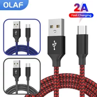 Olad 2A USB A To Type C Cable Fast Charging Cord For iPhone 15 16 17 Samsung Huawei Xiaomi USB C Cable Nylon Braided Phone Cable