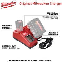 Milwaukee M12-18C Replace 3A 12V 14V 18V Rapid Fast Li-Ion Charger Fit Dual Port Multi-Voltage Lithium-Ion Battery M12 M18