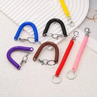 1/3pcs Elastic Wristband Spring Lanyard Key Cord Clasp Spiral Stretch Keychain Security Gear Elastic Ropes Spring Rope Key Ring