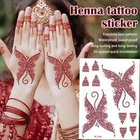 Henna Tattoo Stickers for Women Girls Waterproof Brown Butterfly Flower Temporary Tattoos Fake Tattoo for Hand Foot Body Makeup
