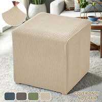 1PC Nordic Square Ottoman Stool Slipcover Solid Color Rectangle Footrest Cover Stretch Storage Footstool Covers for Living Room