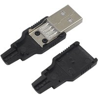 【10-2PCS】4 Pin USB 2.0 Type A Male Socket plug Connector adapter With Black Plastic Cover Solder Type DIY Connector
