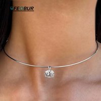FEOBUR 3Carat Oval Cut Moissanite Pendants Collar Necklace 925 Sterling Silver Pear Solitaire Diamond Choker Women Jewelry Gift