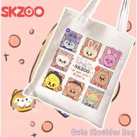 SKZOO K-pop Cartoon Pattern Canvas Bag - Women's Student Casual Style Cute Handheld Shoulder Bag for Outings Idol Souvenir Item