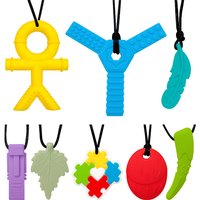 1pcs Baby Silicone Teether Kids Chew Necklace Sensory Chewy Pendant Oral Motor Toys Therapy Tools for Autism ADHD Chidren's Good