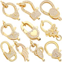 Juya 18K véritable plaqué or accessoires bricolage couture perles perles fabrication de bijoux fermetures de fixation homard serrure fermoirs fournitures