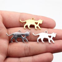 WYSIWYG 10pcs 17x31mm 3 Colors Love Heart Cat Charms Pendant For DIY Jewelry Making Handmade Jewelry Craft Findings