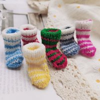 Mini Socks Cloth Dolls Wearing Miniature Woolen Socks Christmas Tree Decor Pendants Bags Keychains Woven Jewelry Accessories