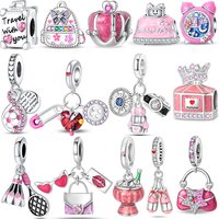925 Sterling Silver Butterfly Flower Charm Beads Fit Original Bracelets Bag Keychain Charms Beads Pendant Diy Women Jewelry Gift
