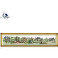 European Town Pattern Cross Stitch Kits Stamped Counted Canvas Aida 16CT 14CT 11CT DIY Embroidery Needlework Hand Decoration Set