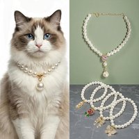 2Pcs Small and Medium-sized Dog Imitation Pearl Collar Fashion Luxury Cute Cat Necklace Pet Yorkshire Bome Corgi Collar Jewelry