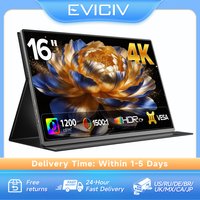 EVICIV 16" 4K Portable Monitor 3840x2400 1200Nits 1500:1 100%sRGB VESA Mountable USB-C HDMI Laptop Screen Extender for Mac Phone