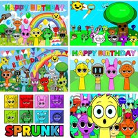 Hot Game-Incredibox Sprunki Backdrop Kids Birthday Party Decoration Banner Background Boy Girl Baby Shower Party Supplies Gifts