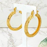 Simple Large Round Dubai 18K Gold Plated Hoop Earrings for Women Circle Earring Party Wedding Gifts Italian African Jewelry Sets