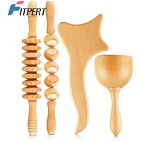 4 In 1 Wooden Therapy Massage Tools Anti Cellulite Massager Muscle Pain Relief Wooden Kit for Body Shaping & Sculpting
